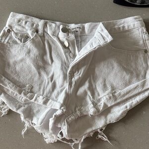 Superdown White Frayed Jean Shorts